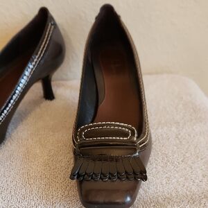 Cole Haan Brown Heels with Fringe Accent